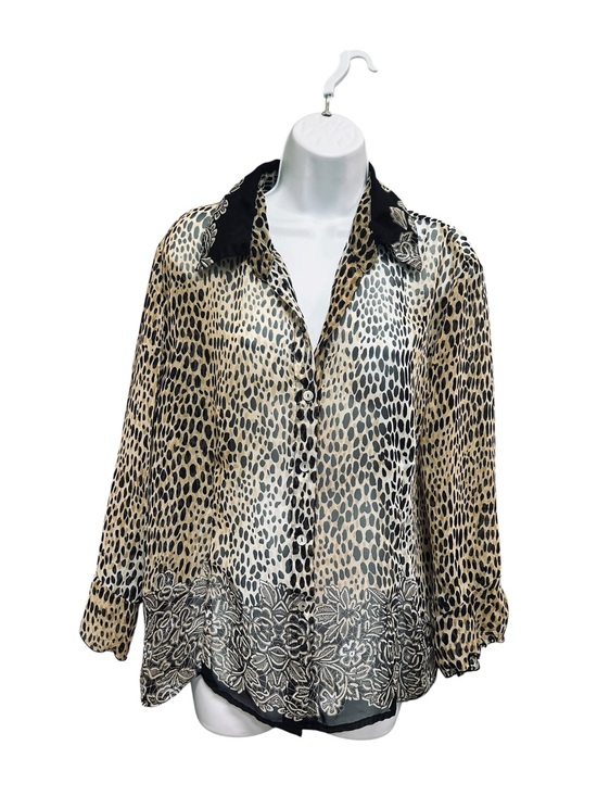 NICOLA Tops - Nicola Animal Leopard Print Semi Sheer Button Front Chiffon Blouse Size XL